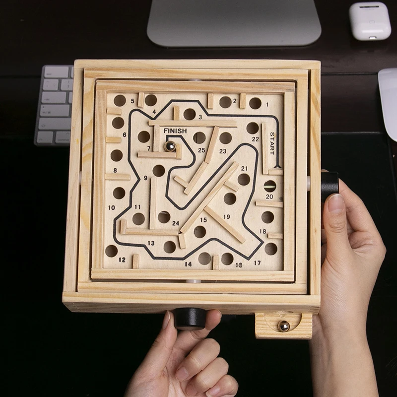 Wooden Labyrinth Maze Game Board IQ Challenge Brain Teaser Puzzles Kids Toys Educational Juegos Solitarios De Ingenio