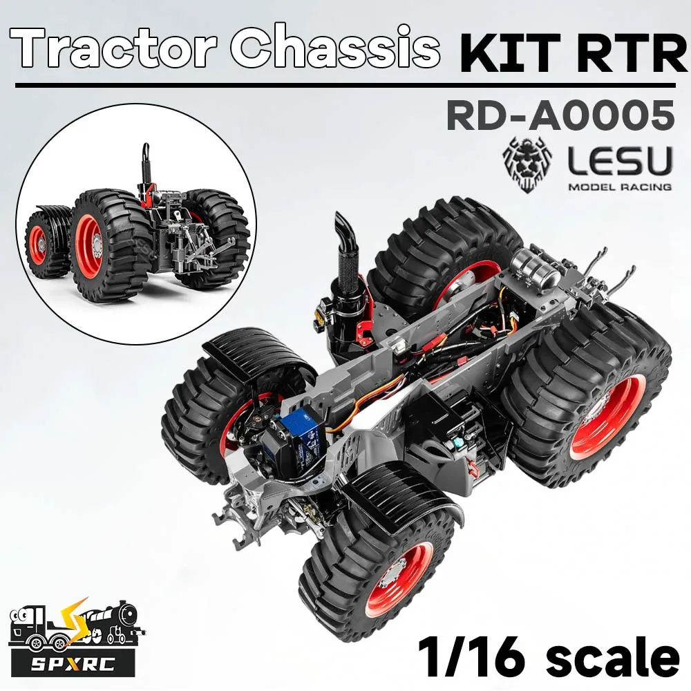 Traktor-Chassis-Kit RTR 1050 Allradantrieb mit Differenzialsperre RD-A0005 für 1/16 Maßstab Aoue RC Traktor DIY Spielzeugmodell-Teile