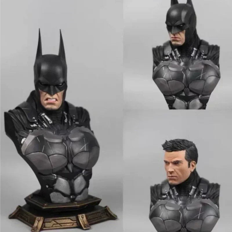 

New Batman Figurine DC Home Decor Arkham Knight Bust Sculpture Replaceable Head Imitation Copper Statue Model Collectible Gift