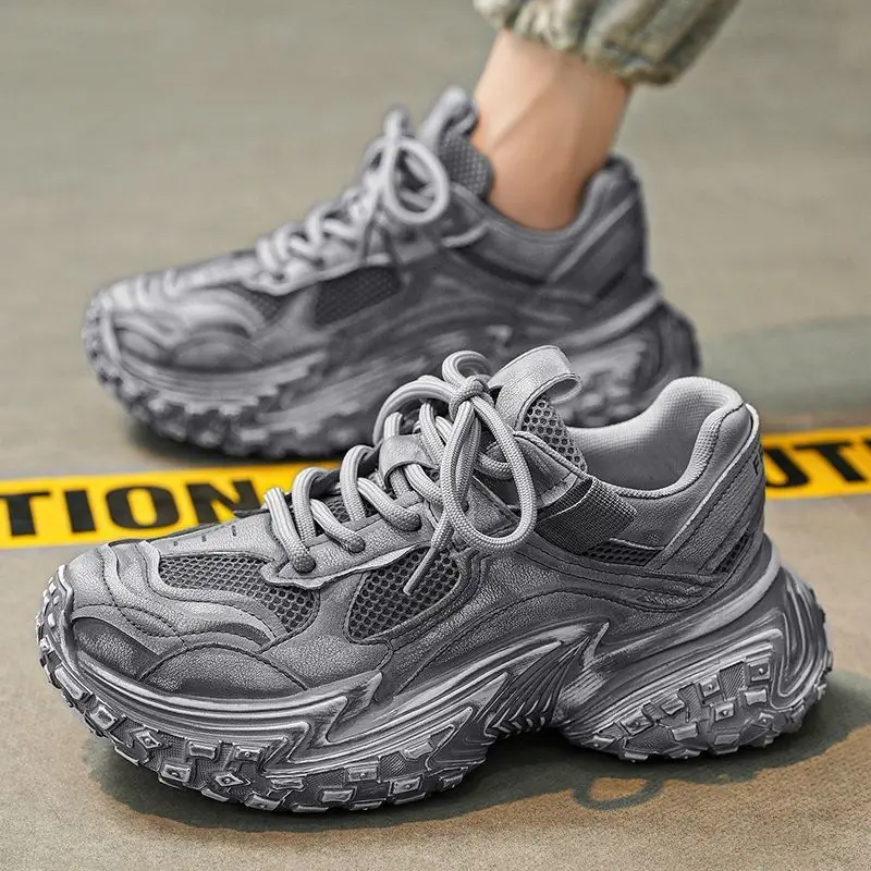 

Tire Sole Vintage Dad Shoes for Men 2024 Summer New Thick-Soled Height-Increasing Retro Youth Sports Dirty Trendy Shoes