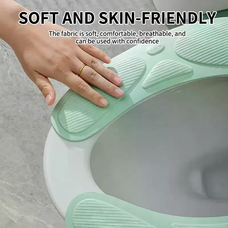 2Pcs/Set Waterproof Toilet Seat Cover Washable Universal Soft Toilet Seat Cushion Seat Lid Pad Solid Color Bathroom Accessories