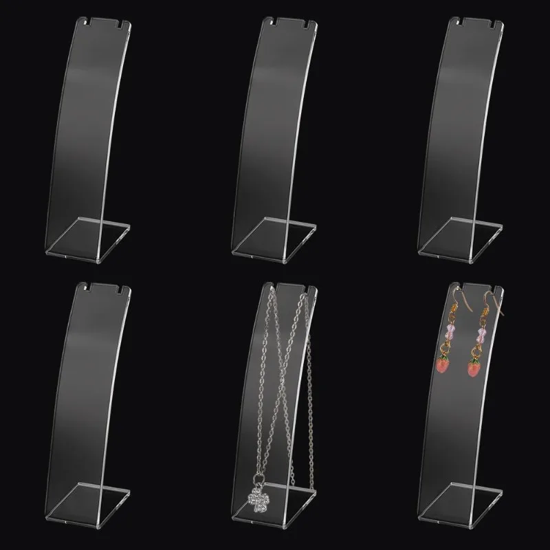 

6 шт. L-образный акриловый держатель для ожерелья (прозрачный, высота 4,53 дюйма), наклонная задняя подставка для сережек, органайзер для ювелирных изделий для сережек