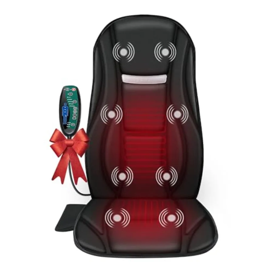 

Vibration Back Massager with Heat Seat Massager with 8 Vibrating Motors and 5 Modes Chair Massager Cushion Massage Pad for Chai