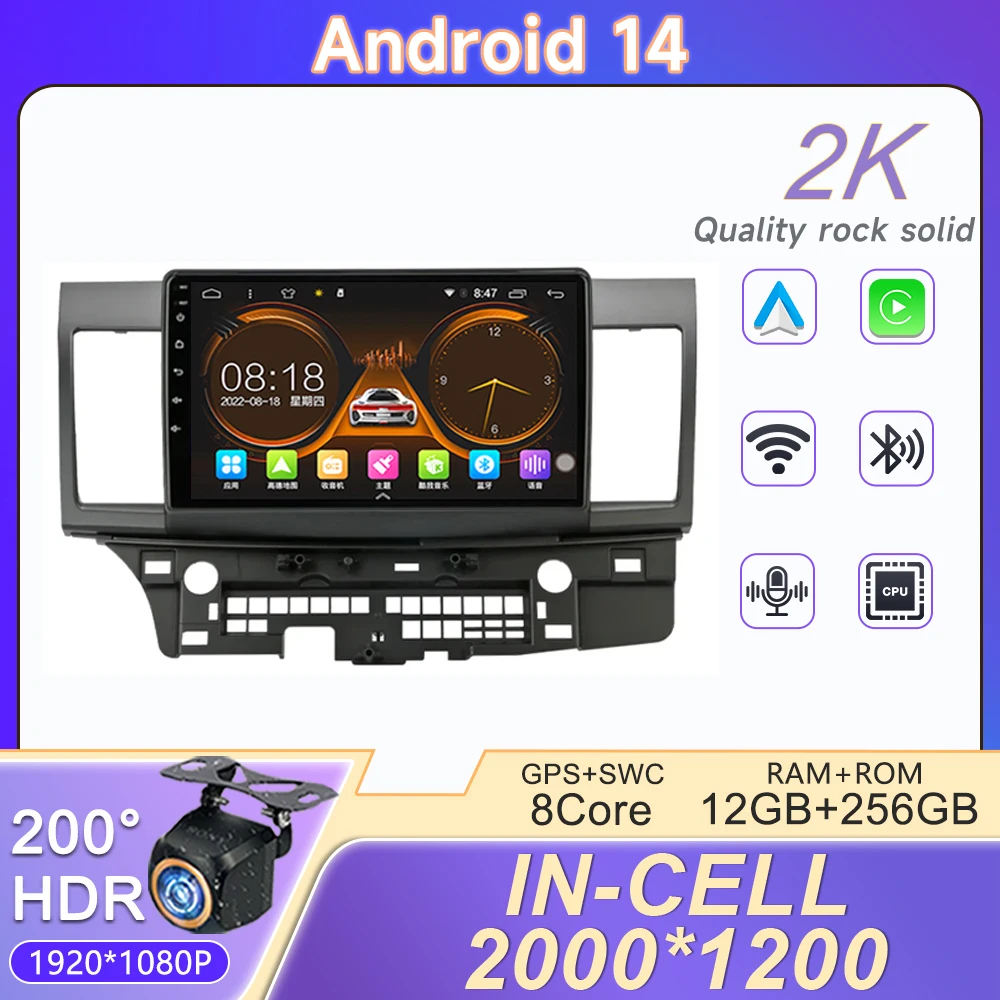 

2 Din Android 14 For Mitsubishi Lancer 10 CY 2 2007 - 2017 Car Radio Multimedia Video Player GPS Carplay Auto Stereo Head Unit
