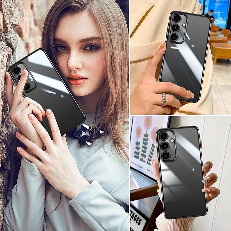 Luksusowe silikonowe etui dla Samsung Galaxy S25 S24 Plus S23 FE S22 Ultra Thin Plating Transparent Back Cover Clear Shockproof — zdjęcie 7