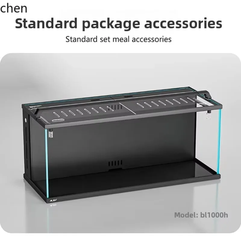 Back Filter Integrated Oxygen Fish Tank Double Pump Double Water Outlet Living Room Desktop Square Tank Glass Fish TankN2