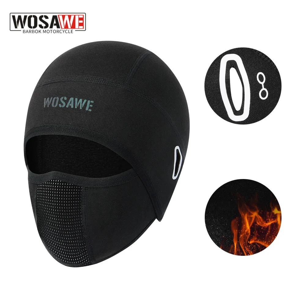 WOSAWE Winter Warm Balaclava Hat Breathable Cycling Cap Outdoor Sport Full Face Cover Scarf Motorcycle Bike Helmet Liner