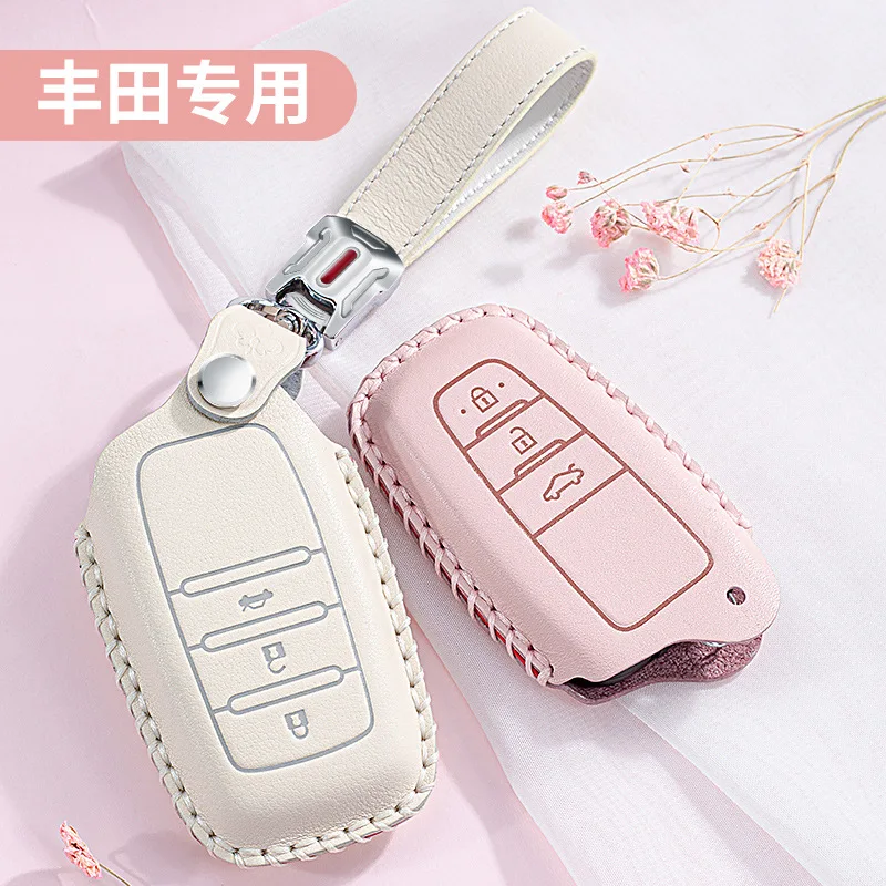 

Premium Leather Keycase Key Fob Cover for Toyota Corolla/RAV4/Camry/CHR/Highlander - Universal Fit & Protection
