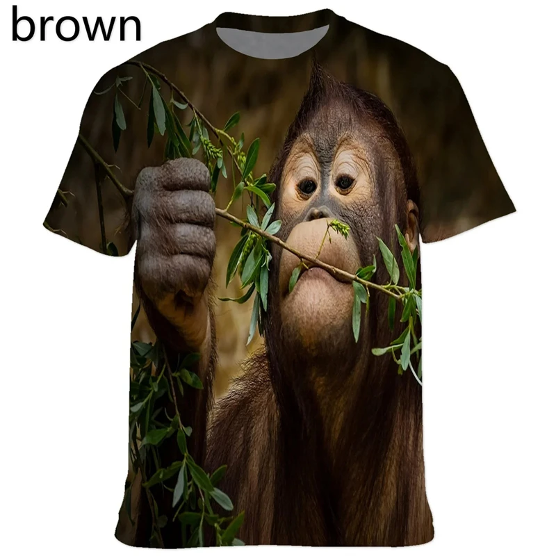 Animal Orangutan/monkey 3D Print Tshirt Y2k Mens Clothing Summer Funny Gorilla Short Sleeve Tee Tops Personality O Neck T Shirt