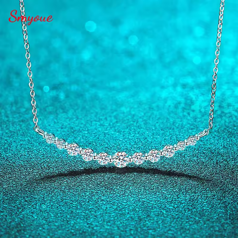 Smyoue Total 1.1ct 100% All Moissanite Necklace for Women Sparkling Lab Diamond Pendant Jewelry 100% S925 Sterling Silver