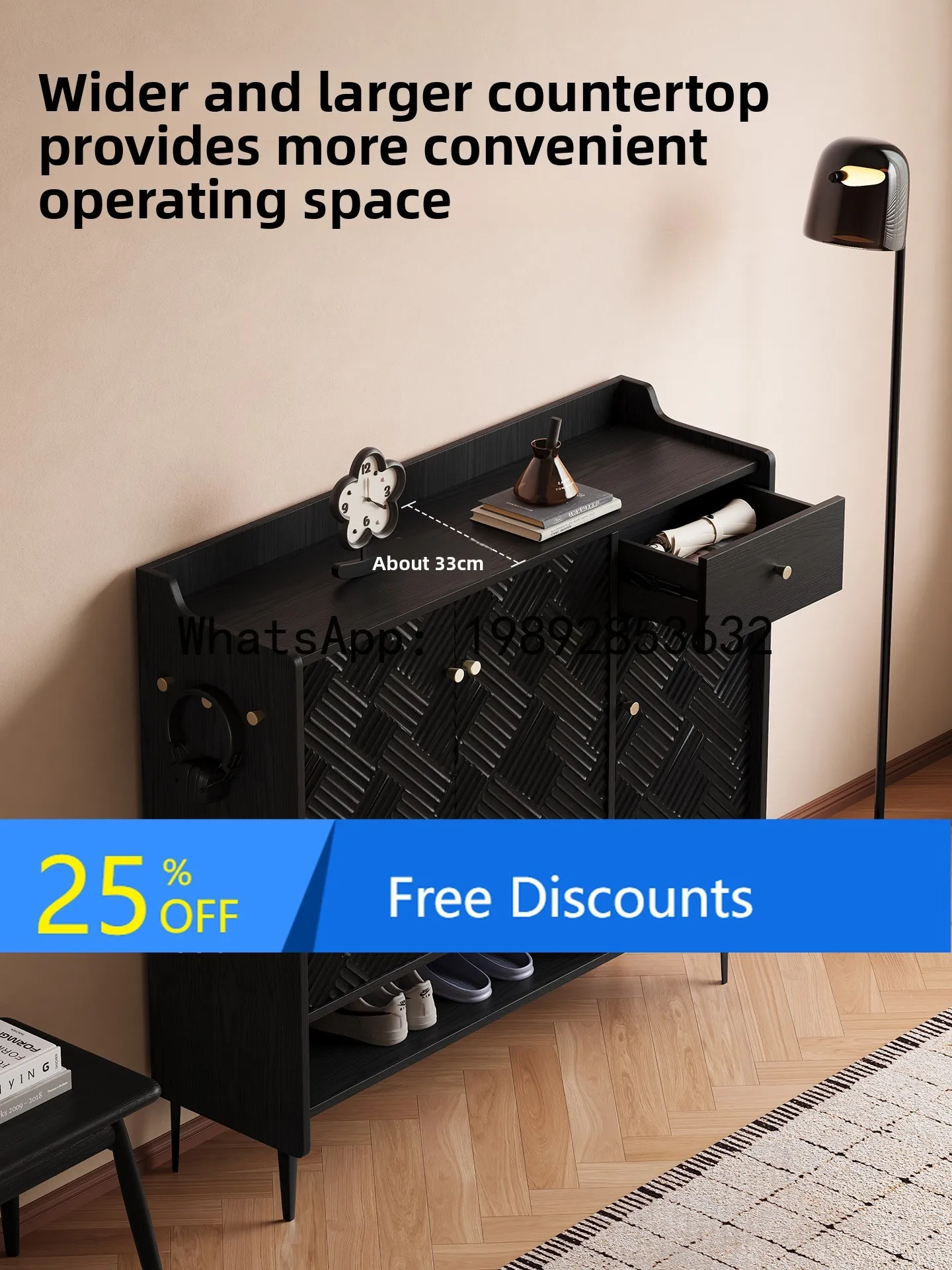 

ZZ Retro Black Shoe Cabinet Home Entrance Storage Cabinet Integrated Wall-Mounted Entryway Cabinet Ultra-Thin Vintage