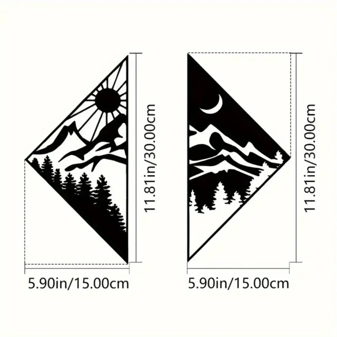 CIFBUY Metal Wall Art Mountain River Sun Moon Iron Sculpture Hanging Sign Outdoor Garden Yard Decor Home Ornament Gift Rustic