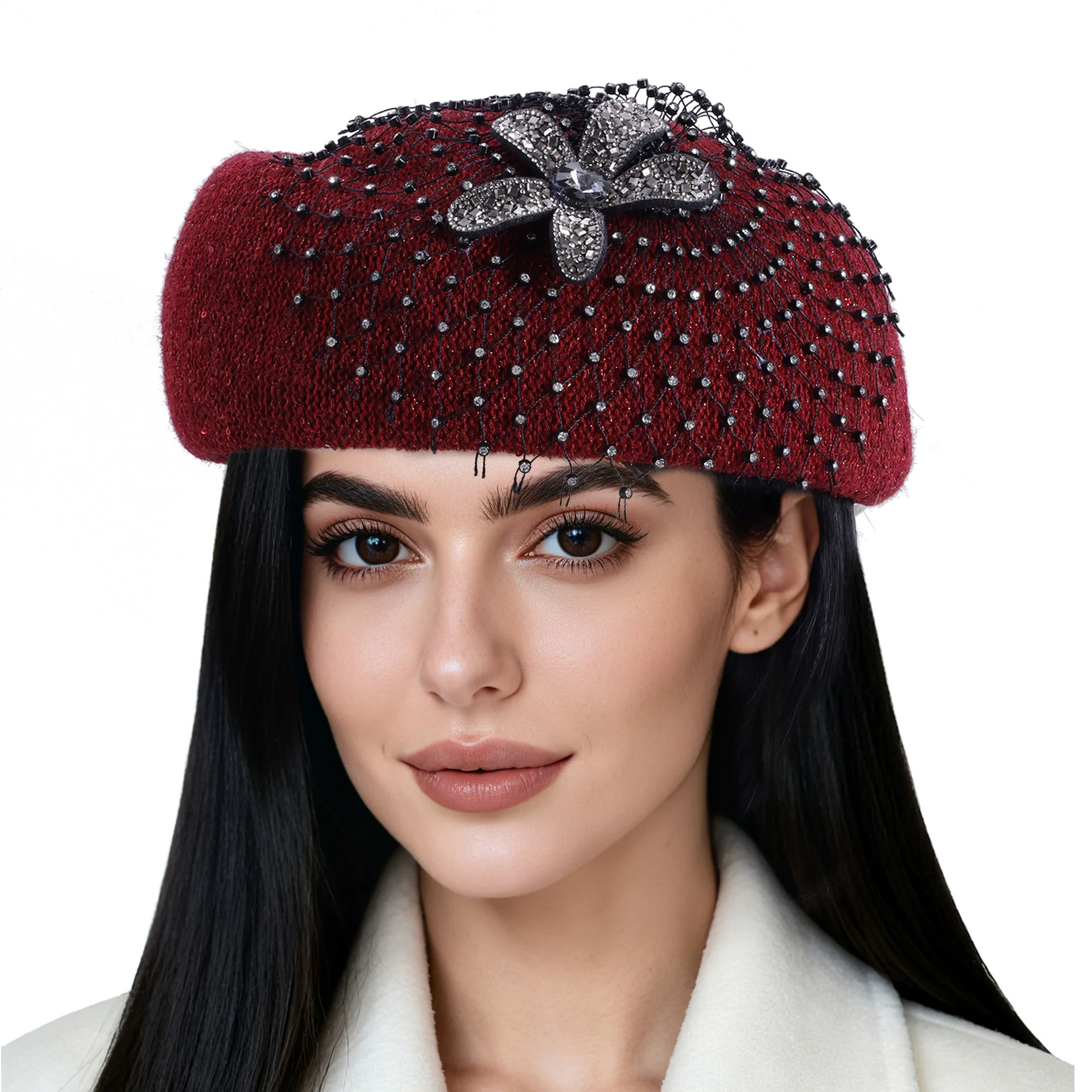 

Британский ретро-берет для женщин: модная шляпа художника с цветочным узором, осенне-зимняя трендовая модель