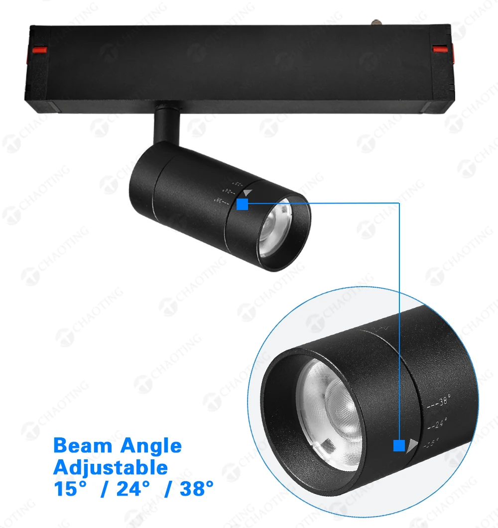 Foco do trilho magnético Spot Track Lights, Modern Dimmable LED Light, Controle de dente azul, Estilo livre, Pendurado Track Light