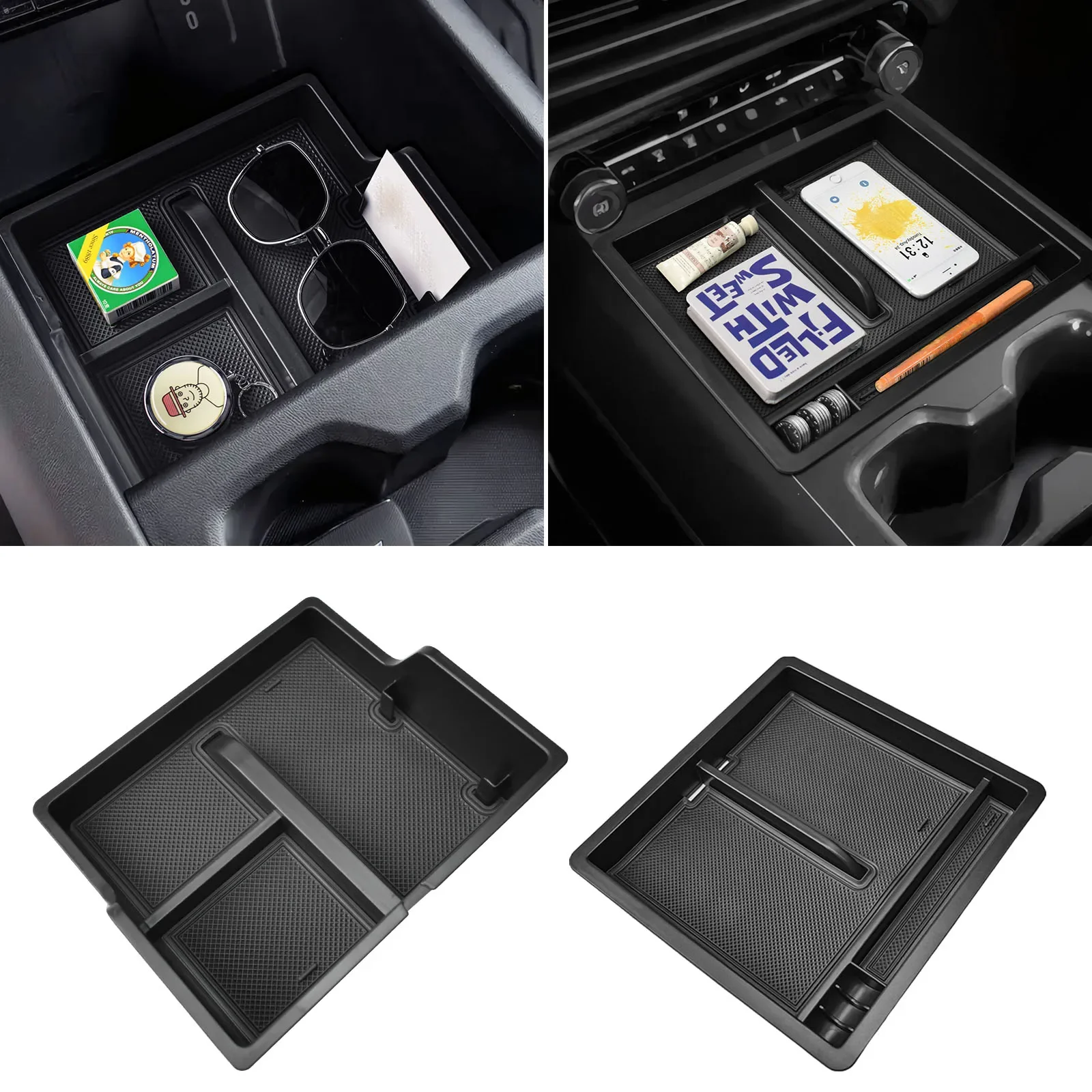 

Front Center Console Organizer Tray for 2024-2025 Chevy Silverado EV Work Truck (WT) Interior Armrest Storage Box Accessories