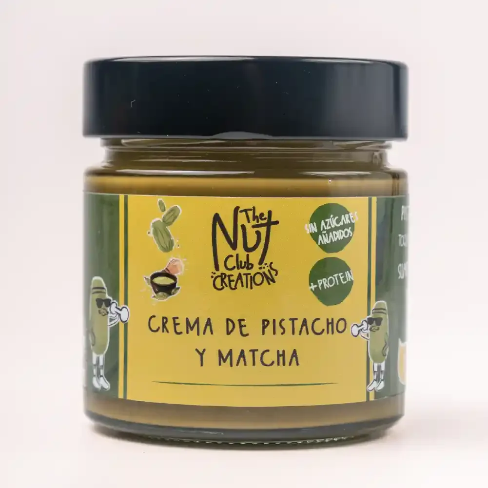 Crema de pistacho y matcha 200g, sin azúcares añadidos, sin gluten y vegana The Nut Club
