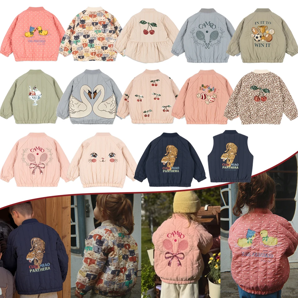 2026 Boys Bomber Jacket Winter KS Autumn Girls Lambswool Coats Child Cotton Sequin Embroidery Coat Kid Fleece Outerwear Clothes