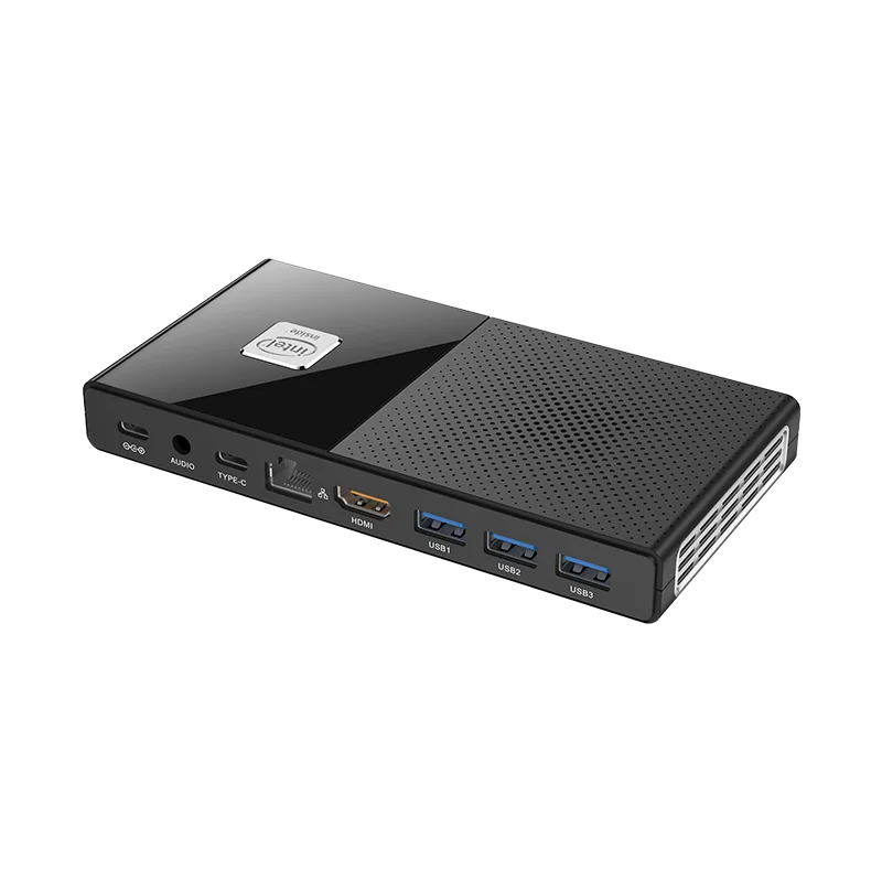 Helorpc Portable Office Mini PC with Inter N100 16Gb Onboard DDR5 2x M.2 NVME 3xUSB3.2 Support WIN10 LINUX Type-C Computer