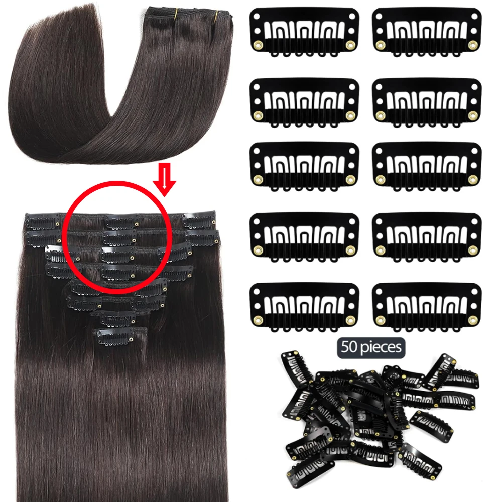 

15/30/50/90Pcs Wig Clips 32mm Snap Clips For Hair Extensions I Shape Hair Clips Tools for Hair Extensions Hairpieces (Black)