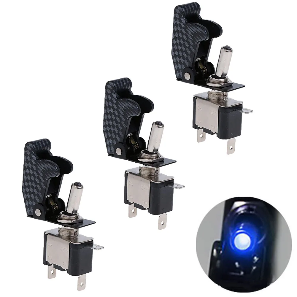 3PCS 12V 20A SPST Rocker Switches On/Off LED for toggle Switches with Charcoal Grey Covers for Custom Wiring Solutions