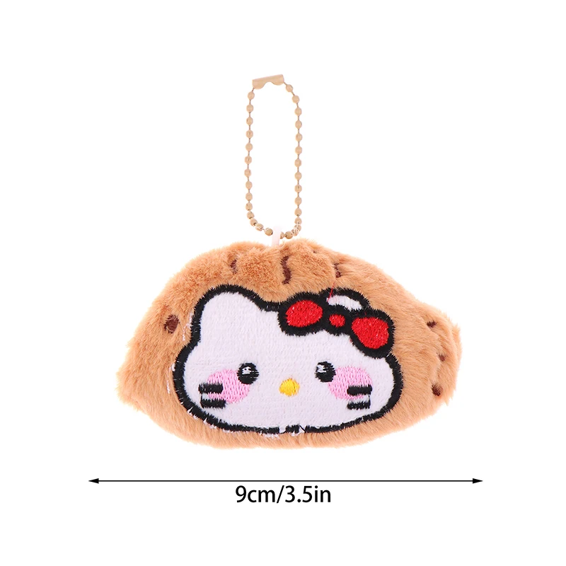 Taiyaki Hello Kitty قلادة قطيفة ، Kawaii Sanrio Kuromi Cinnamoroll Melody دمية محشوة سلسلة مفاتيح ، حقيبة ظهر ديكور