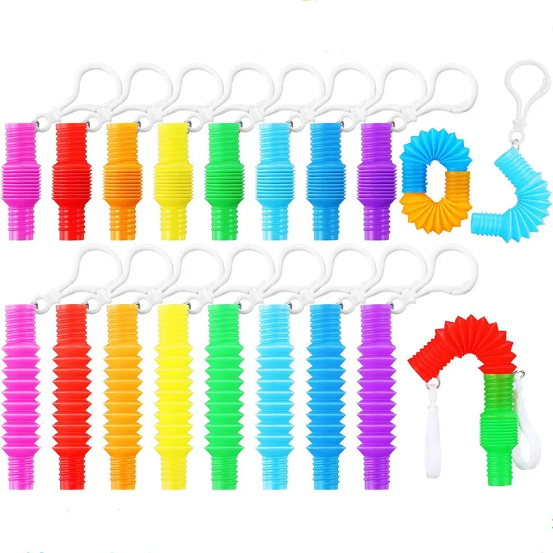 Pop Tube Key Chain New Strange Children Vent Decompression Toy Finger Toy Fidget Toy Telescopic Tube For Kids Teenager Gifts