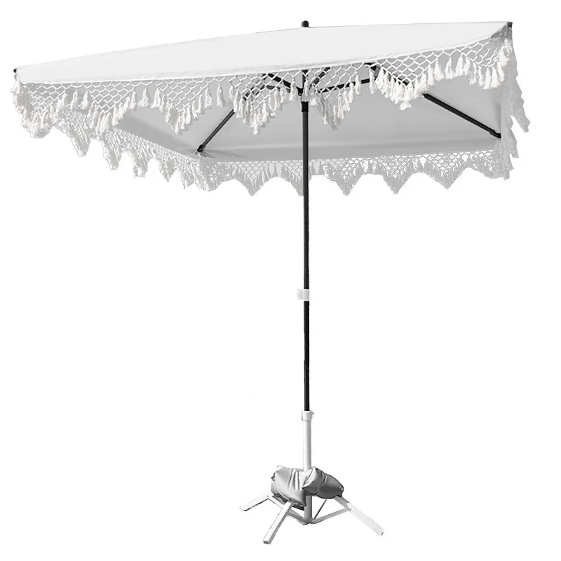 Seaside vacation beach courtyard fringed sun pool terrace parasol square umbrella cross-border foreig