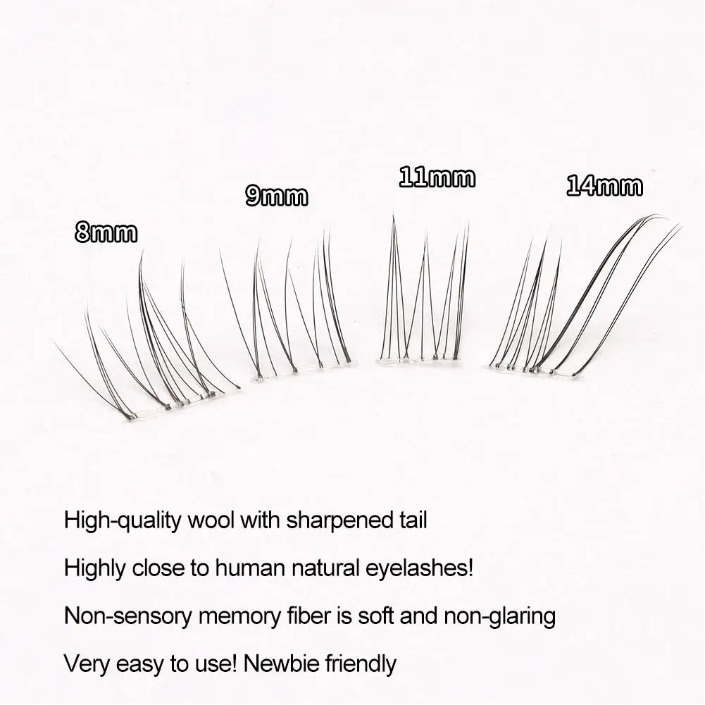 Cluster di ciglia naturali Fox Eye Estensioni ciglia autoadesive Fascia sottile Ciglia finte individuali fai-da-te 8-14mm Facile da applicare