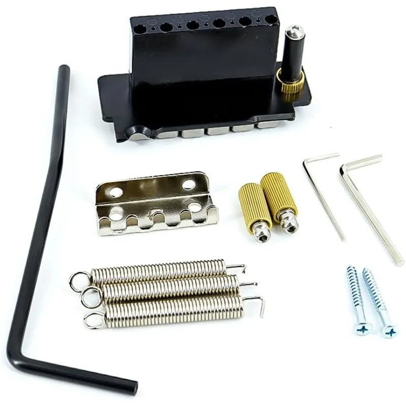 2-Point Tremolo Bridge with Full Steel Block, 52.5mm String Spacing Steel Saddles for Strat Electric Guitar Replacement Parts