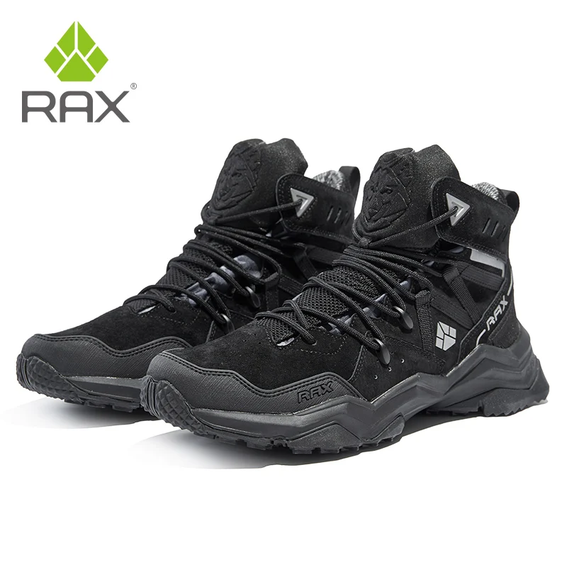 RAX Men Hiking Shoes Mid-top Waterproof Outdoor Sneaker Men Leather Trekking Boots Trail Camping Climbing Hunting Sneakers Women