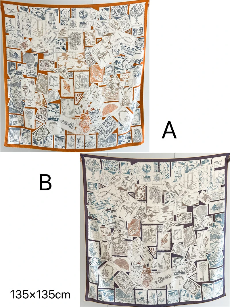 

Luxury Brand Scarf 135CM Handmade Hand rolled Shawls Double Sided Hijab Women Head Neck Accessories Winter Christmas Gift