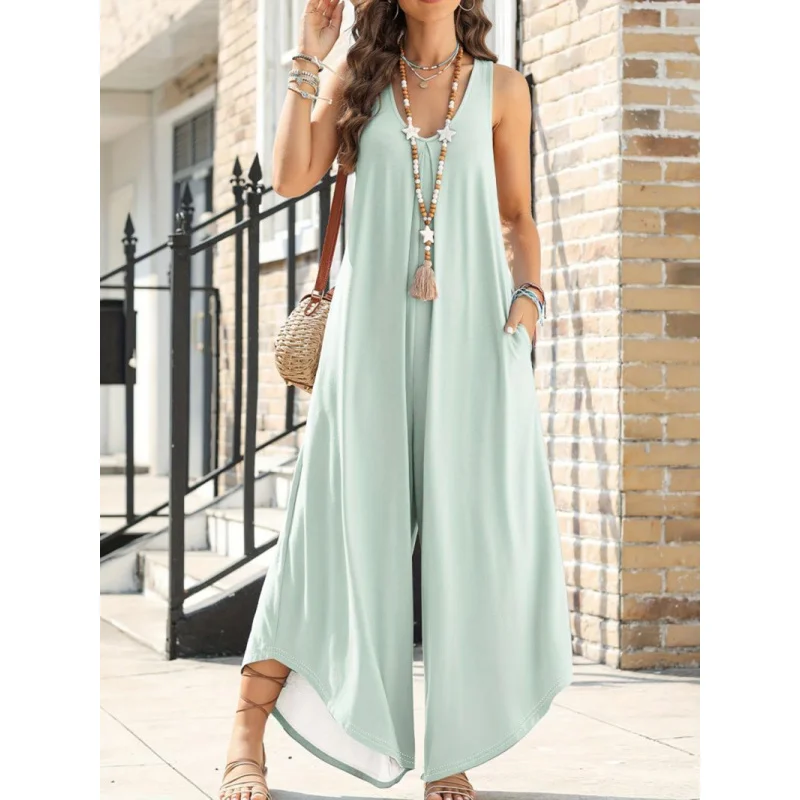 

Plus Size Women's V Neck Sleeves Jumpsuit Oversized Drop