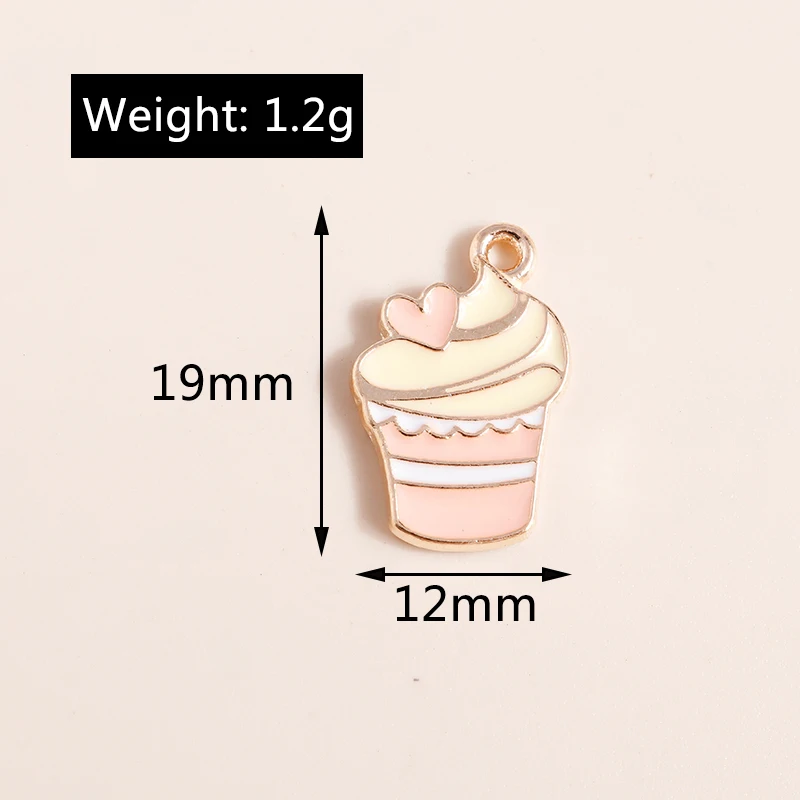 10pcs Cute Food Charms Enamel Cup Cake Ice Cream Charms Pendants for Necklaces Earrings Handmade DIY Jewelry Making Accessories