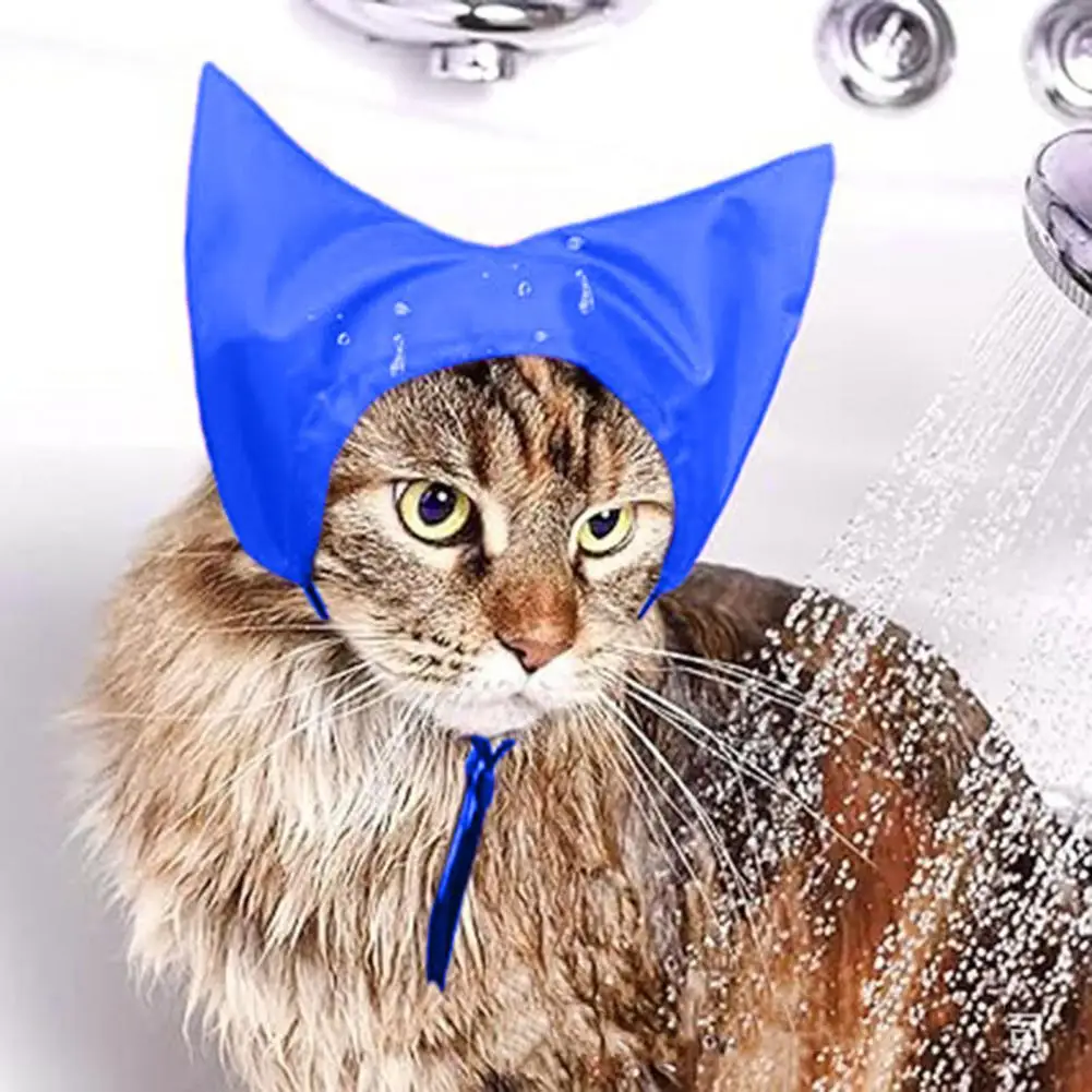 Pet Grooming Hat Cat Bath Hat Adjustable Waterproof Cat Shower Cap with Ear Cover for Bathing Raining for Washing