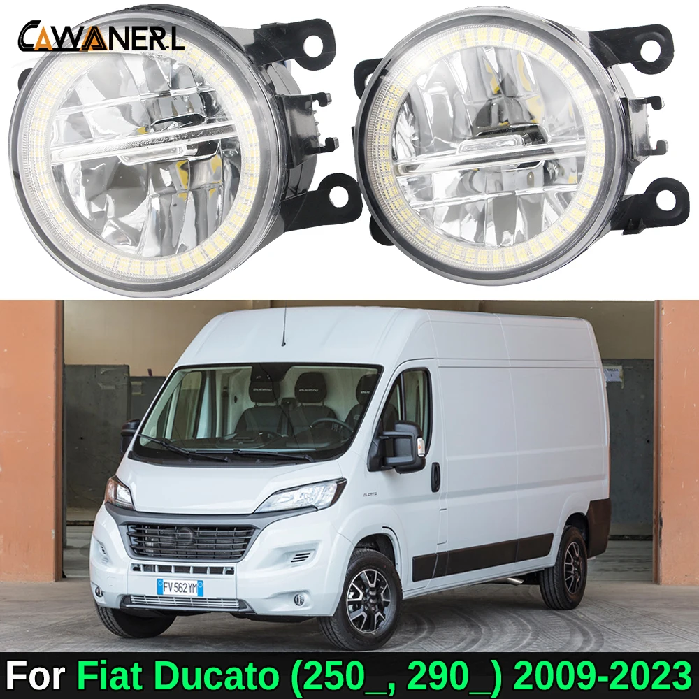 2 Pieces LED Angel Eye Fog Light DRL 30W H11 Car External Fog Daytime Running Lamp For Fiat Ducato (250_, 290_) 2009-2023