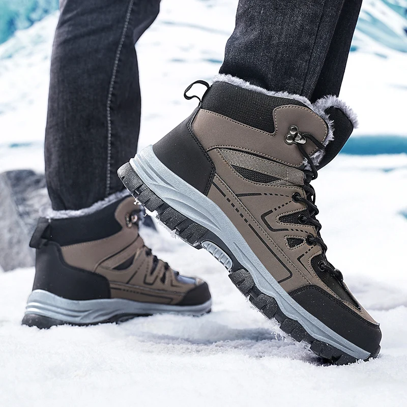 Autumn Winter Couple Outdoor Hiking Shoes High-top Thick Sole Hiking Shoe Travel Warm Cozy Leisure Sports Shoe Zapatillas Hombre