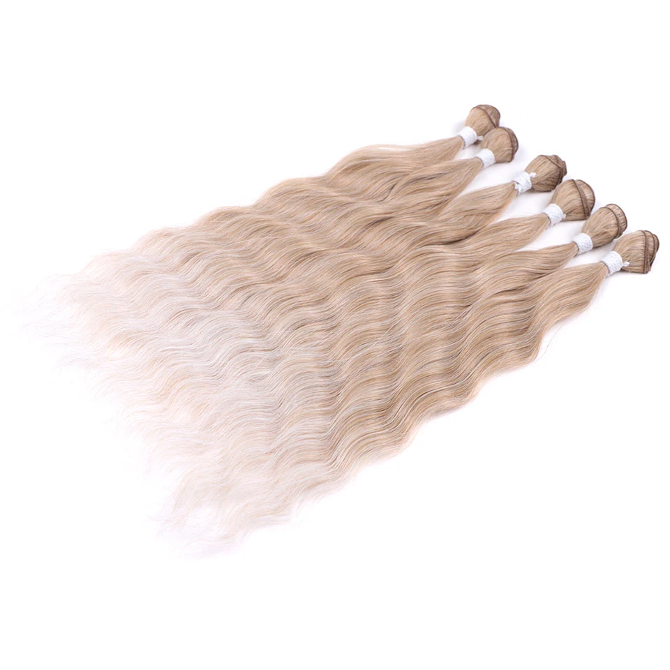 FASHION IDOL 20 inch Water Wave Hair Bundles Synthetic Hair Extensions Ombre Blonde Hair Weave Bundles 6Pcs Free Shipping