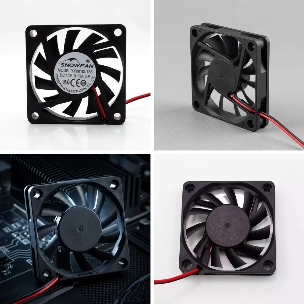 For SNOWFAN YY6010L12S DC12V 0.13A 2-Wire Silent Cooling Fan