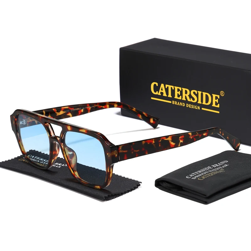 نظارات شمسية كلاسيكية للرجال من CATERSIDE بتصميم مسطح وجسور مزدوجة، نظارات شمسية للنساء للسفر في الهواء الطلق والشاطئ، اختيار مثالي للهدايا