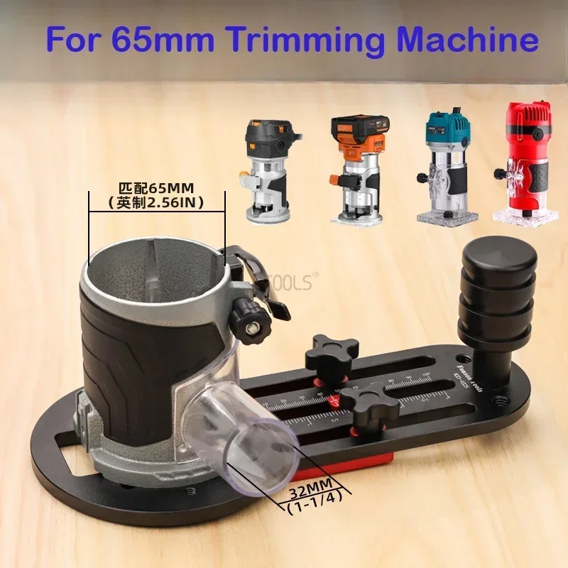 For 65mm Trimming Machine 2 in 1 Slotted Bracket Invisible Fasteners Wardrobe Cupboard Panel Punch Locator Aluminum with Scale