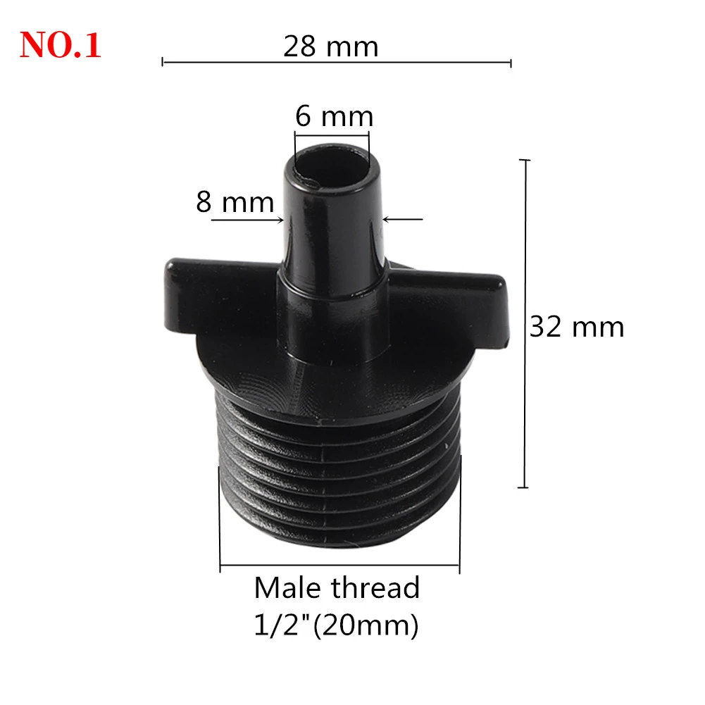 Łącznik do rury wodociągowej 1/2 "gwint do 1/4 cala złącze rura kropelkowa do nawadniania 4/7mm ogród Drip woda z węża szybkie łączenie 20 sztuk