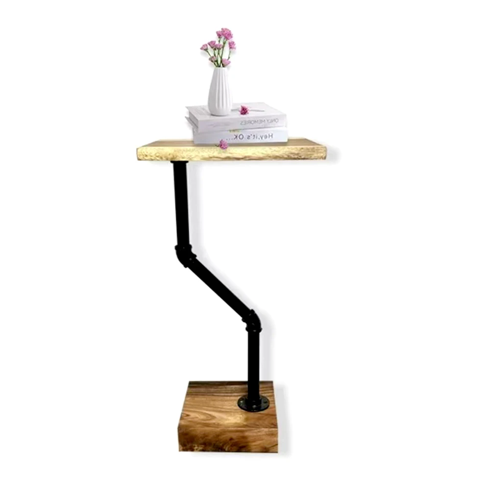 Retro Style Solid Wood Side Table Modern Small Coffee Table Home Living Room Bedside Table Rural Metal Wooden Furniture