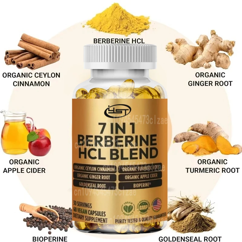 Containing Berberine HCl Organic Ceylon Meat 400mg Organic Ginger Organic Apple Vinegar Vegetarian Capsules