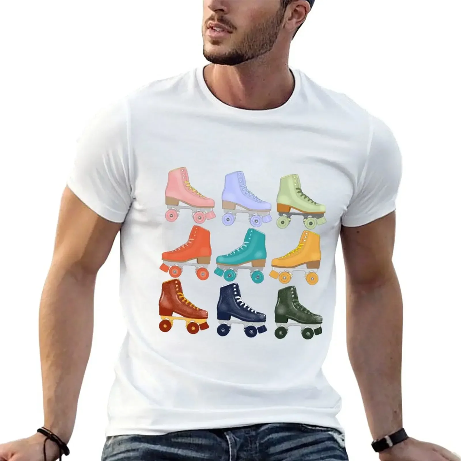 Colorful Roller Skates T-Shirt for a boy shirts graphic tees plus size clothes rapper graphic tees mens t shirts casual stylish