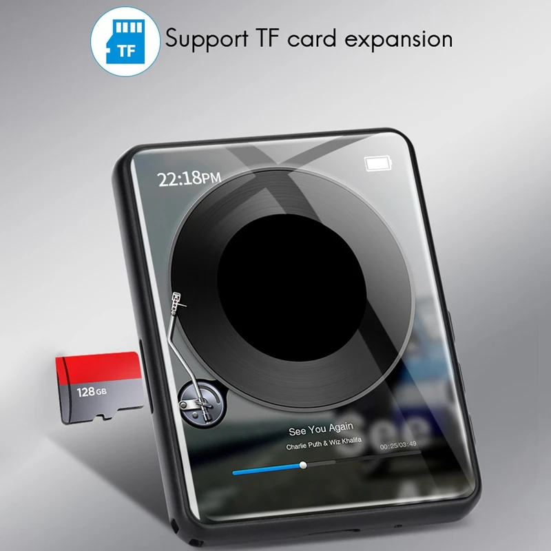 HFES Full Screen Bluetooth MP3 Walkman Student Version MP4 Small Bluetooth External Music Player MP5 Portable Press 4GB