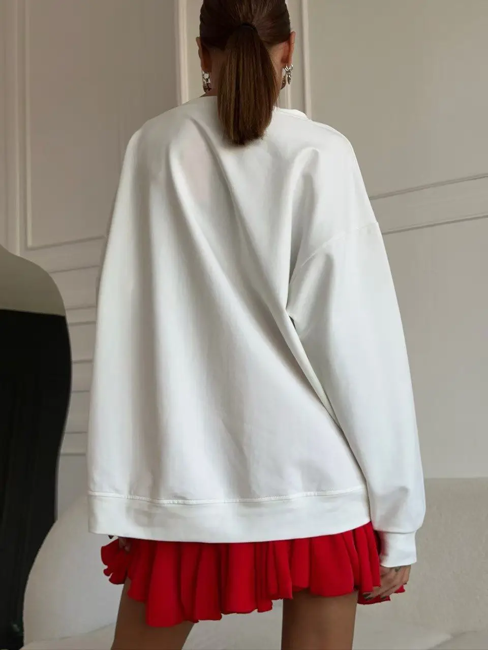 Letter Printing Fleece Thickened Crew Neck Sweater Women2024 New Loose Top Sweatshirts