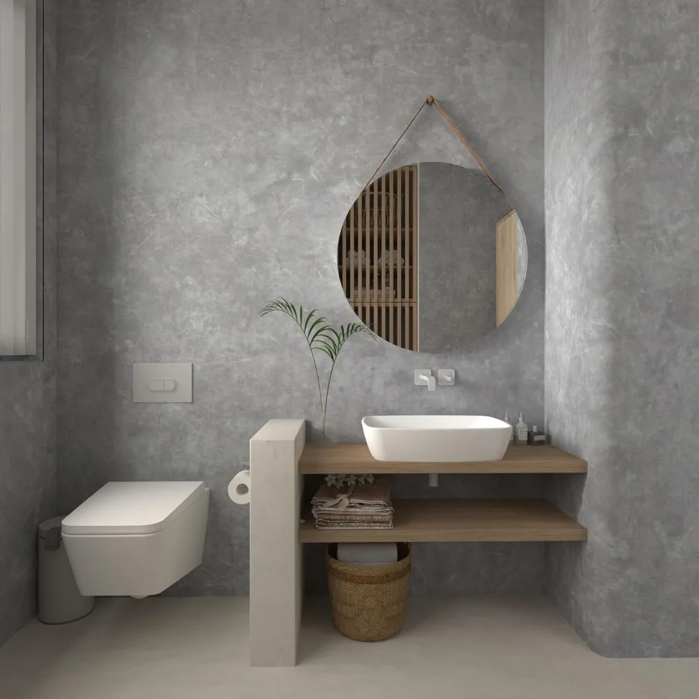 ورق جدران قابل للتقشير واللصق باللون الرمادي الفاتح السميك للغاية - ورق اتصال على الطراز الصناعي للجدران