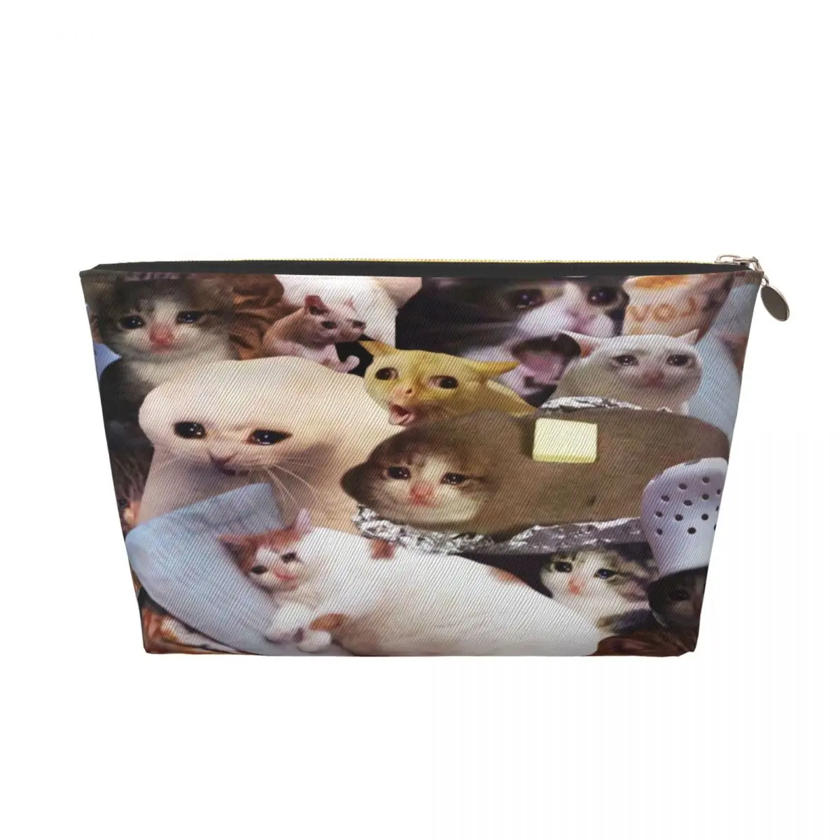 Custom Travel Crying Cat Memes Toiletry Bag Portable Animal Cosmetic Makeup Organizer Women Beauty Storage Dopp Kit Case