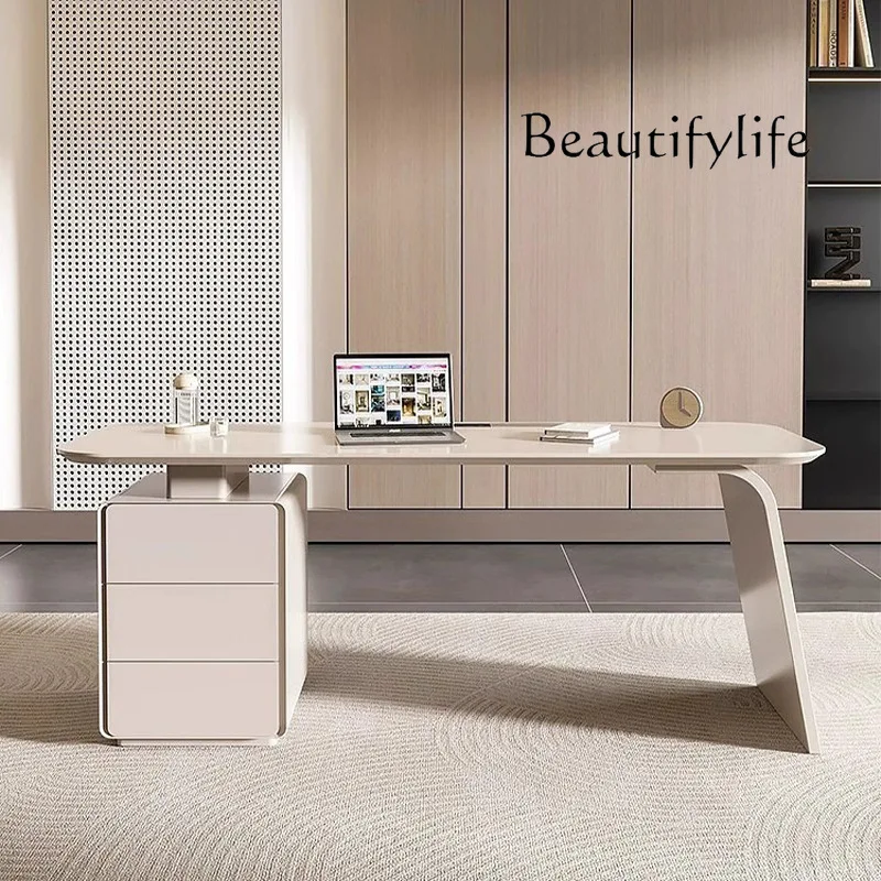 

French Paint Desk Light Luxury Simple Modern Solid Wood Beauty Salon Computer Consulting Desk