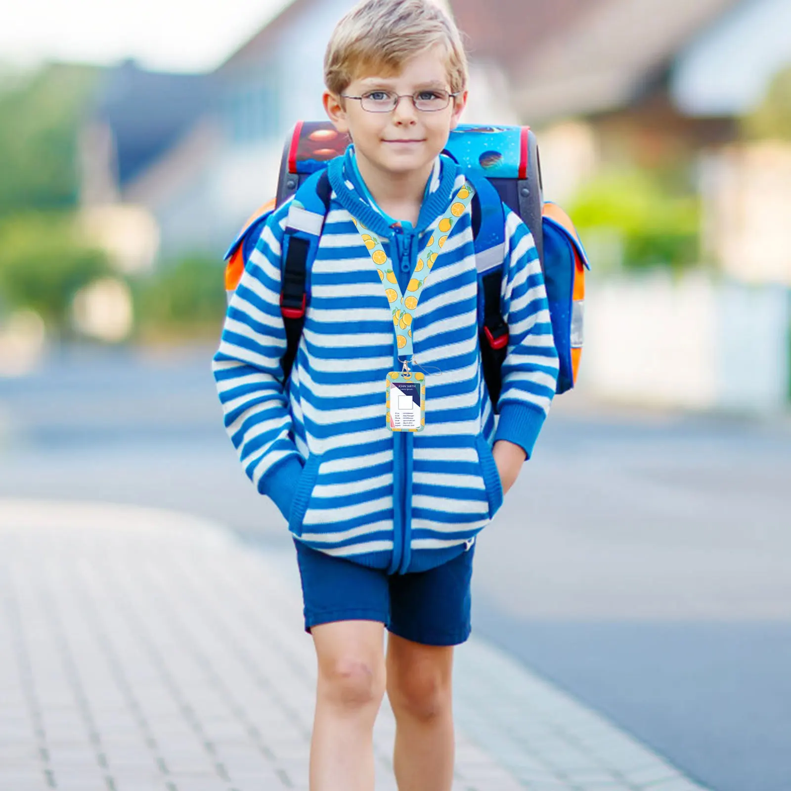 

Id Card Holder Fruit Pattern Sleeve With Lanyard For Badge Name Tag Portable Multifunction Cover For